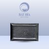Đĩa Chữ Nhật Trơn Men Đen Chấm Sơn