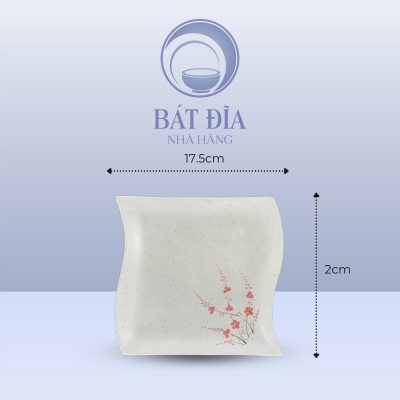 Kích Thước Đĩa Dải Lụa Men Gốm Hoa Đào Đỏ
