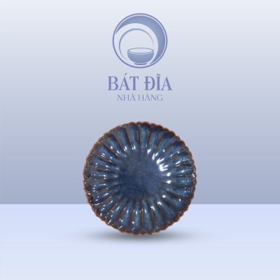 Đĩa Hoa Cúc Men Hỏa Biến Xanh