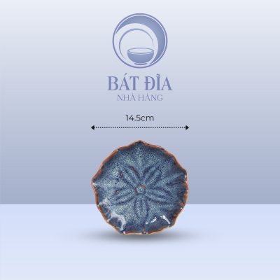 Đĩa Hoa Mai Men Hỏa Biến Xanh - 14.5cmx2cm