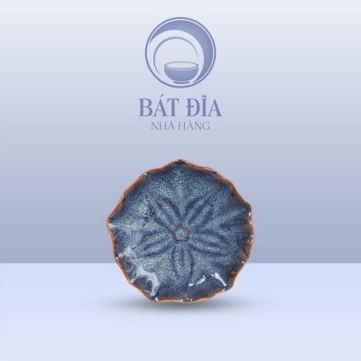 Đĩa Hoa Mai Men Hỏa Biến Xanh