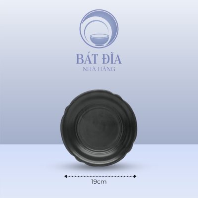 Đĩa Hoa Men Đen Matt - 19cmx3cm