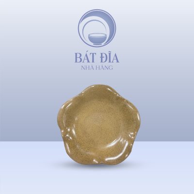 Đĩa Hoa Men Gốm Nâu Đen