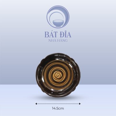 Đĩa Hoa Men Nâu Quét - 14.5cmx2cm
