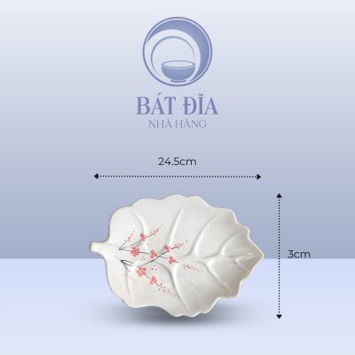 Kích Thước Đĩa Lá Bỏng Men Gốm Hoa Đào Đỏ