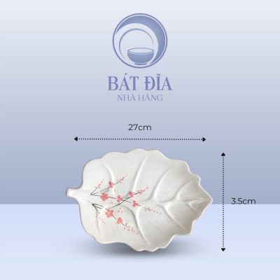 Kích Thước Đĩa Lá Bỏng Men Gốm Hoa Đào Đỏ