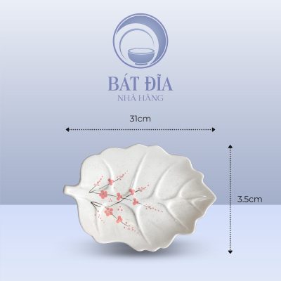 Kích Thước Đĩa Lá Bỏng Men Gốm Hoa Đào Đỏ