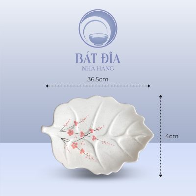 Kích Thước Đĩa Lá Bỏng Men Gốm Hoa Đào Đỏ
