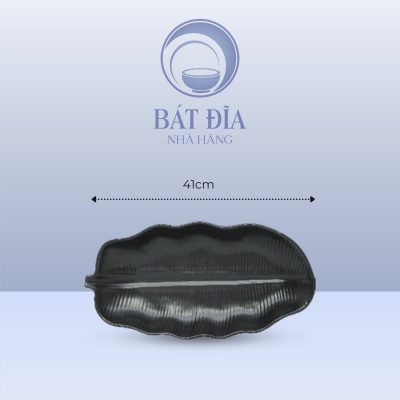 Đĩa Lá Chuối Men Đen Matt - 41cmx20cmx6cm