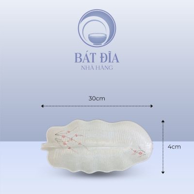 Kích Thước Đĩa Lá Chuối Men Gốm Hoa Đào Đỏ