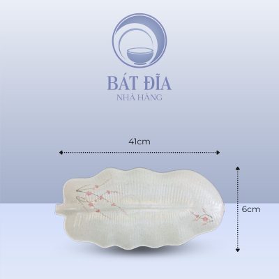 Kích Thước Đĩa Lá Chuối Men Gốm Hoa Đào Đỏ