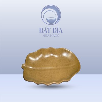 Đĩa Lá Chuối Men Gốm Nâu Đen