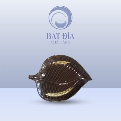 Đĩa Lá Đề Men Nâu Quét