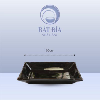 Đĩa Miệng Lượn Men Nâu Quét - 20cmx2.5cm