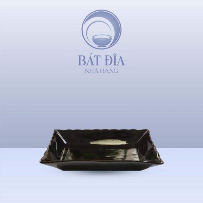 Đĩa Miệng Lượn Men Nâu Quét