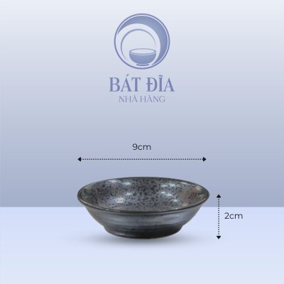 Kích thước Đĩa Muối Men Đen Chấm Sơn