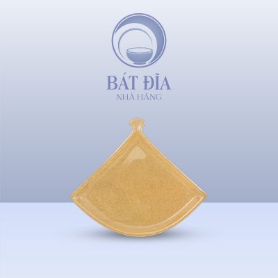 Đĩa Quạt Men Sứ Vàng