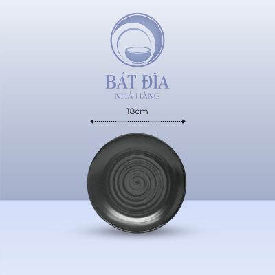 Đĩa Sâu Lòng Men Đen Matt - 18cmx4.5cm