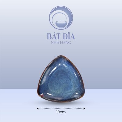 Đĩa Tam Giác Men Hỏa Biến Xanh - 19cmx19cmx6cm