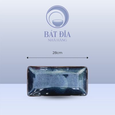 Đĩa Thụy Điển Men Hỏa Biến Xanh - 28cmx13cmx3cm