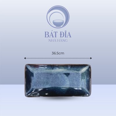 Đĩa Thụy Điển Men Hỏa Biến Xanh - 36.5cmx14cmx3cm