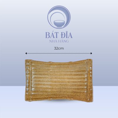 Đĩa Thuyền Men Gốm Nâu Đen - 32cmx15cmx6cm