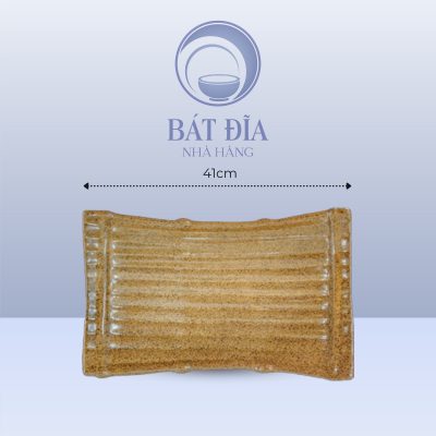Đĩa Thuyền Men Gốm Nâu Đen - 41cmx21.5cmx8.5cm