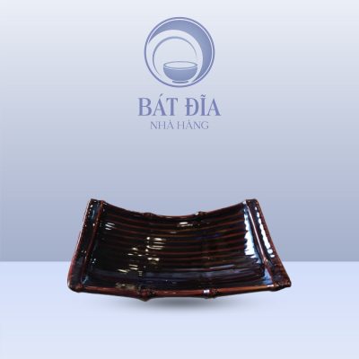 Đĩa Thuyền Men Nâu Quét