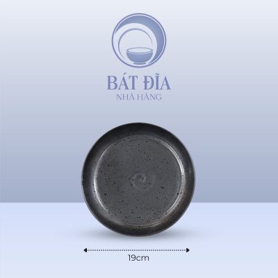 Đĩa Tròn Men Đen Chấm Sơn - 19cmx2cm