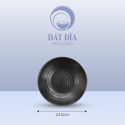Đĩa Tròn Men Đen Matt - 20.5cmx3cm