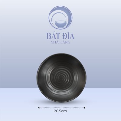 Đĩa Tròn Men Đen Matt - 26.5cmx3.3cm