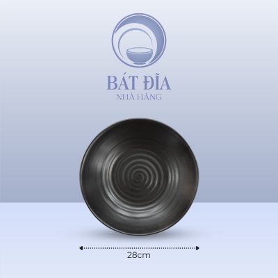 Đĩa Tròn Men Đen Matt - 28cmx3.5cm