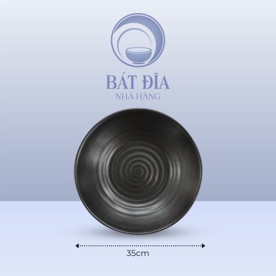 Đĩa Tròn Men Đen Matt - 35cmx4.2cm