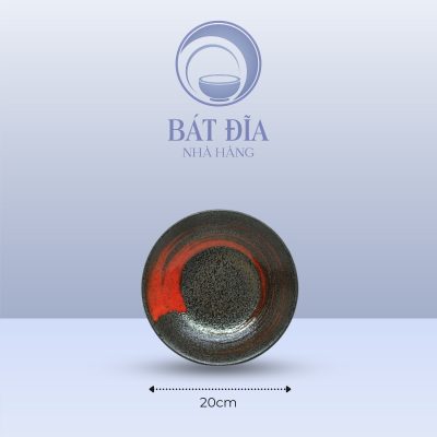 Đĩa Tròn Men Đen Nhật Quét Sơn - 20cmx3cm