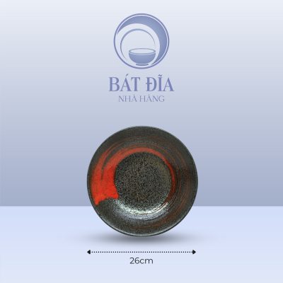 Đĩa Tròn Men Đen Nhật Quét Sơn - 26cmx4cm
