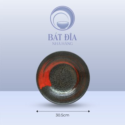 Đĩa Tròn Men Đen Nhật Quét Sơn - 30.5cmx4.5cm
