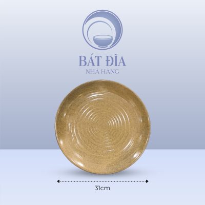Đĩa Tròn Men Gốm Nâu Đen - 31cmx4cm
