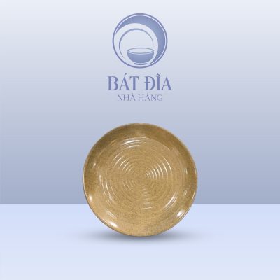 Đĩa Tròn Men Gốm Nâu Đen