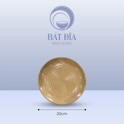 Đĩa Tròn Men Gốm Nâu Đen - 20cmx3cm