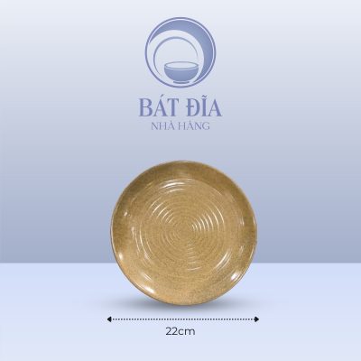 Đĩa Tròn Men Gốm Nâu Đen - 22cmx3cm