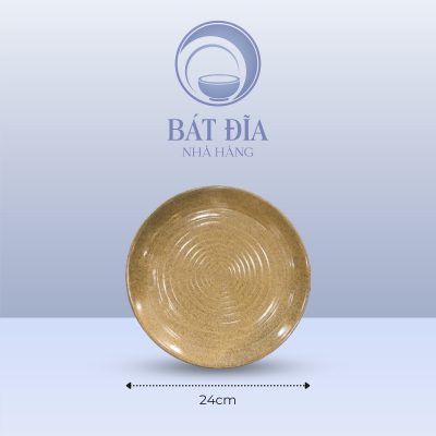 Đĩa Tròn Men Gốm Nâu Đen - 24cmx4cm