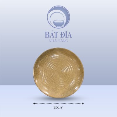 Đĩa Tròn Men Gốm Nâu Đen - 26cmx4cm
