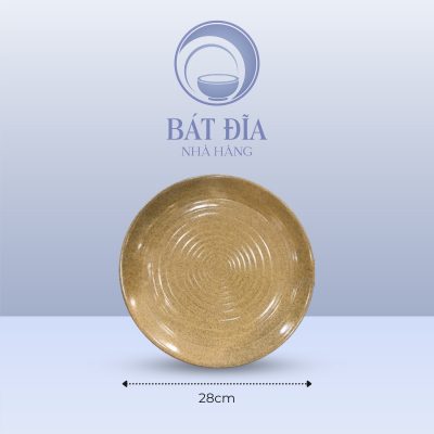 Đĩa Tròn Men Gốm Nâu Đen - 28cmx4cm