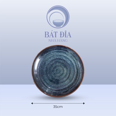 Đĩa Tròn Men Hỏa Biến Xanh - 35cmx4.5cm