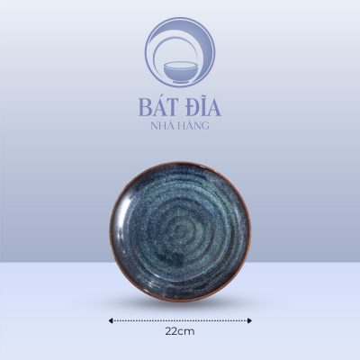 Đĩa Tròn Men Hỏa Biến Xanh - 22cmx2.5cm