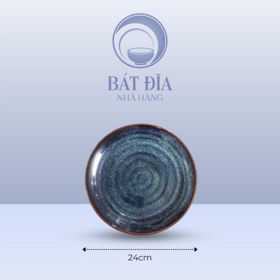 Đĩa Tròn Men Hỏa Biến Xanh - 24cmx2.5cm