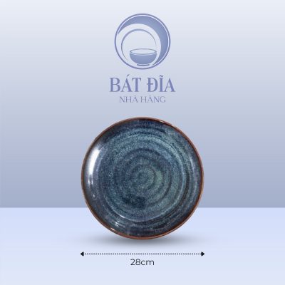 Đĩa Tròn Men Hỏa Biến Xanh - 28cmx3cm