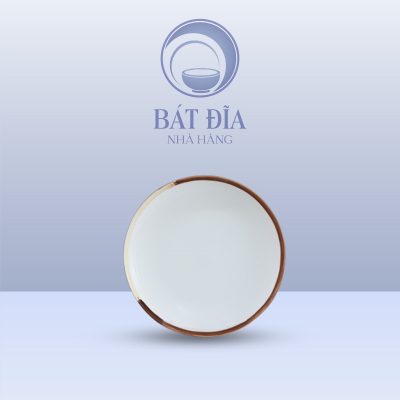 Đĩa Tròn Men Matt Trắng Kẻ Miệng
