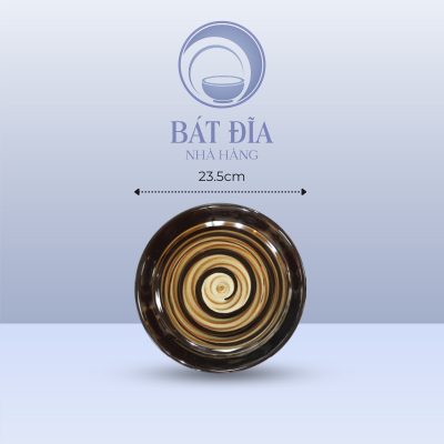 Đĩa Tròn Men Nâu Quét - 23.5cmx3cm