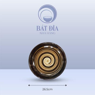 Đĩa Tròn Men Nâu Quét - 26.5cmx3.3cm